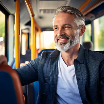 Man taking the bus