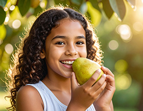 Girl Eating a Pear