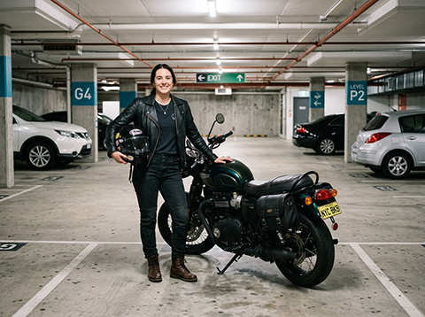 Lady with Motorcycle